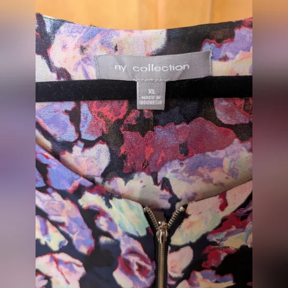 NY Collection Floral Women's Top - Black, Purple, Red - Picture 3 of 6